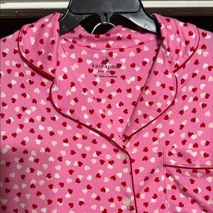 Kate Spade Pink and Red Heart Pajama Top